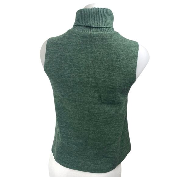 Zara Women's Green Knit Sleeveless Turtleneck Cami Sweater Vest Tank Top Size S - Picture 2 of 4